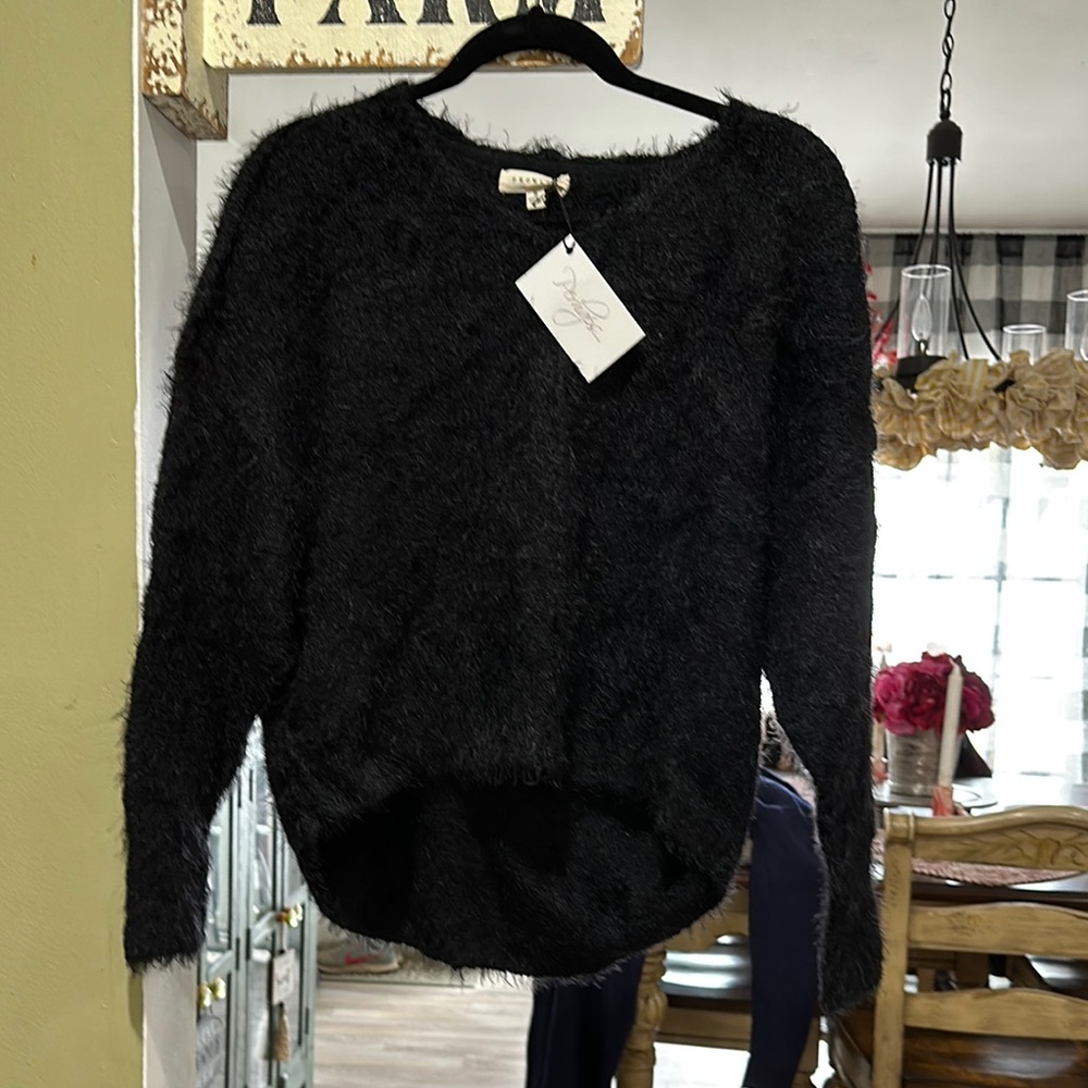 Cozy Black Fuzzy Sweater